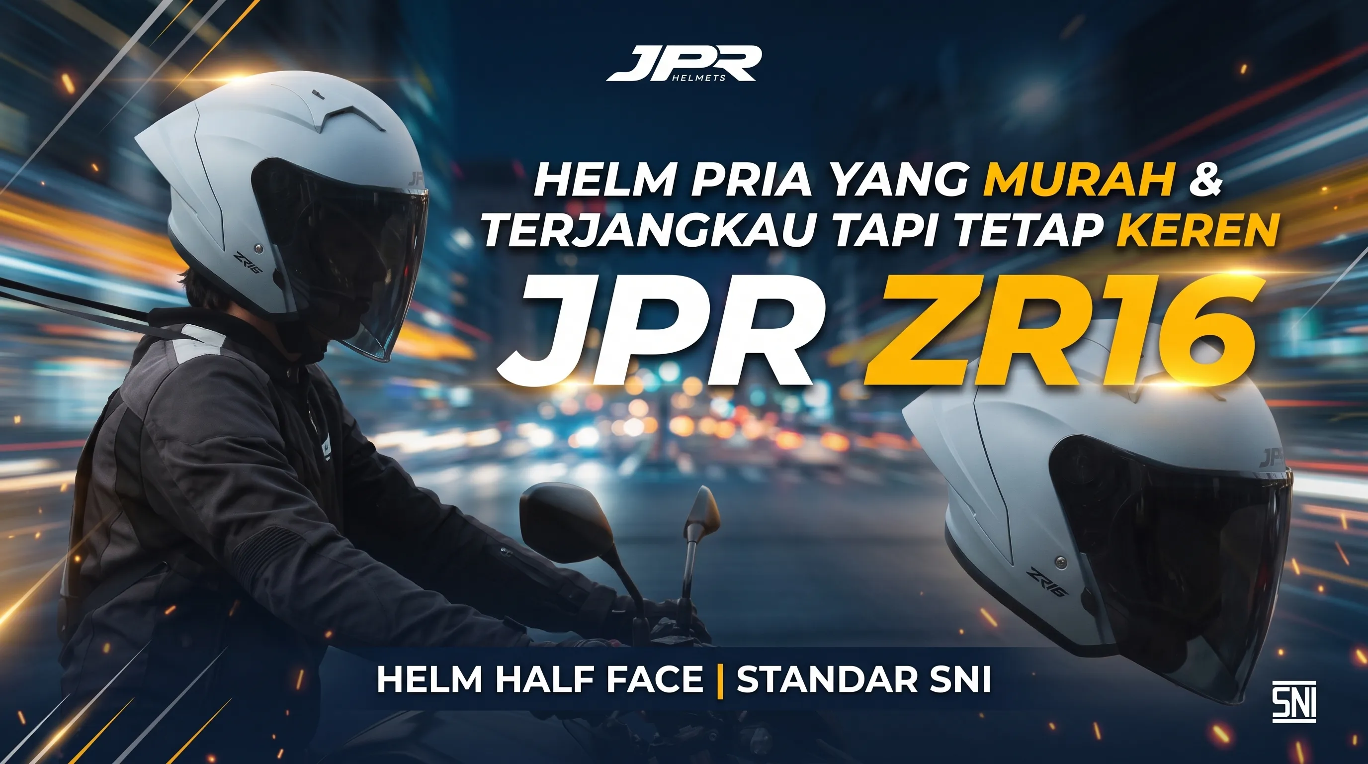 Rekomendasi Helm Pria Murah & Keren: Helm Half Face JPR ZR16 Standar SNI